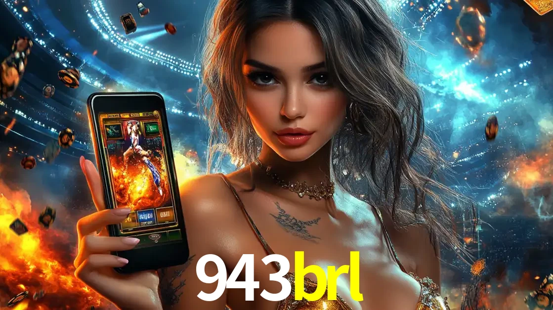 Mulher segurando um celular com um jogo de slot em destaque, tendo como fundo um estádio vibrante, simbolizando a emoção de jogar no cassino móvel 943brl.